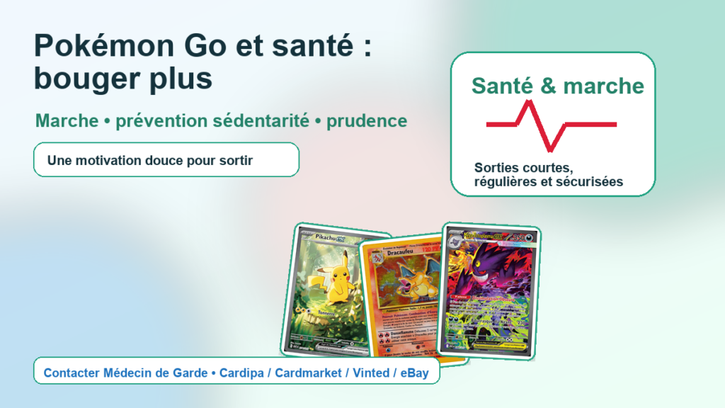 Pokémon Go et santé, marcher plus avec Cardipa Cardmarket Vinted eBay